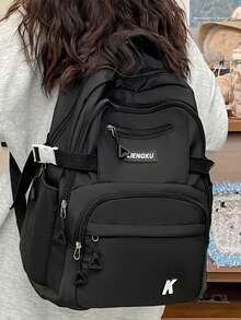 1pc Back To School Classic Basic Backpack With Laptop Compartment And Adjustable Shoulder Straps, Spacious Design With Multiple Pockets, Lightweight Casual Travel Backpack Suitable For Women/Girls/Teens/Students/Graduates, Ideal For Daily Use, Outings, Travel, School And Back To School. - Multicolor - View 9