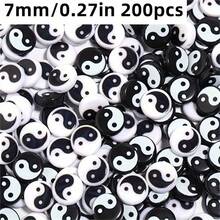 100/200pcs 7-11mm Black And White Eight Trigram Acrylic Loose Beads Can Be Used To Make Bracelets, Necklaces, Rings, And DIY Jewelry Accessories With Spacer Beads - Bagua Beads - View 13