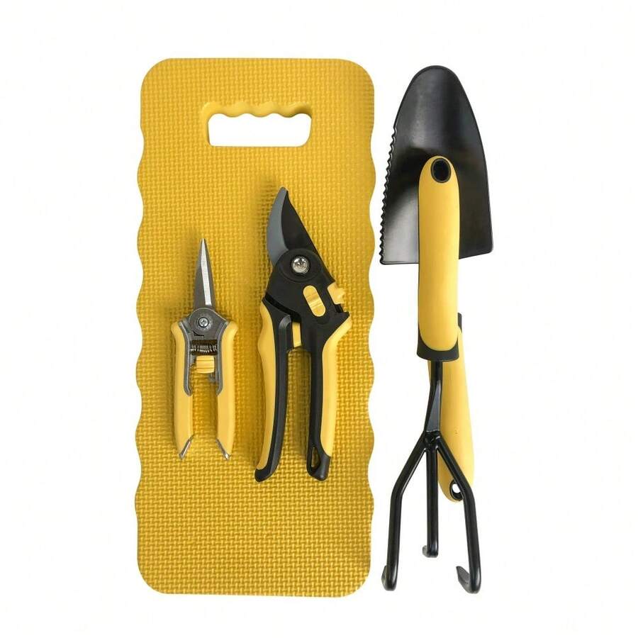 Juego de 5 piezas de herramientas de jardinería de metal en color negro y amarillo - espliego - Ver 1