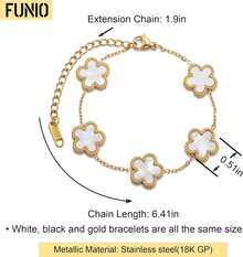 Four Leaf Clover Bracelet Set Women - 3Pcs 18K Gold Plated Flower Lucky 4 Leaf Link Bracelet Jewelry Women Van CleefA Valentine's Day 0R2X - 1 - 查看 2