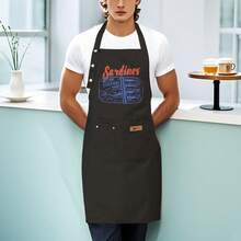 Saidines Dual Waterproof Oilproof Kitchen Chef Aprons With Pockets For Men Women, Adjustable Cooking Apron - 黑色 - 查看 6
