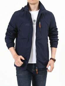 Men's Casual Waterproof Windbreaker, Men's Coats, Winter Coat, Hoodies, Camping, Hiking Jacket - 寶藍色 - 查看 4