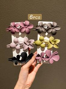 6 bucăți agrafe de păr simple cu motive florale pentru femei, potrivite pentru uz zilnic, recomandate ca accesorii de păr cadou, accesorii de vară, călătorie, agrafe cu gheare, agrafă de păr, gheare de păr, lucruri școlare