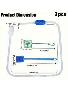 3 件套水族箱清洁套装：水族箱虹吸管、鱼网、双面清洁刷，让您的鱼缸干净顺滑