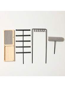 1pc Dual-Door Detachable Jewelry Display Stand, Wooden Base Holder For Earrings, Necklaces, Pendants, Tabletop Organizer, Ideal For Gift Or Business Use Valentine Day Back To School,Holiday Essentials,Jewellery,Storage,Bedroom - Log Base + Single Rod Double Door - View 3