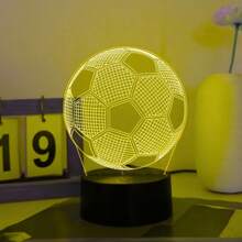 1pc Modern Geometric 3D Football Illusion LED Lamp, Creative USB Night Light With Touch Control - 7 Color Gradient, Suitable For Bedroom, Living Room Decor, Desk Lamp, Holiday, Birthday Gift, Mood Light