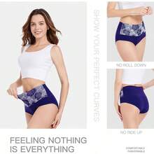 Women's Cotton High Waist Tummy Control Panties Jacquard Ladies Panty Multipack - Comfort - Brief 01 - 8 Pack - Assorted Colors 03 - View 3