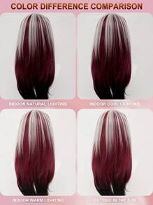 XYUNMI Charming Blonde Highlights Red Long Straight Wig 26 Inch Highlight Black Wig Multilayer Lightweight Breathable Women's Heat Resistant Synthetic Wig For Daily Wear Party Date Elegant Fashion Simple Costume Wig Cosplay Halloween Christmas Wig