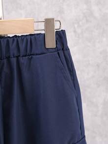 2 件套青少年男孩休闲保暖连帽夹克和工装裤套装，秋冬