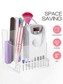 1 件迷你美甲钻机收纳盒，10 孔美甲钻头支架收纳，亚克力化妆品收纳盒美甲工具架展示架 - 無色 - 查看 3