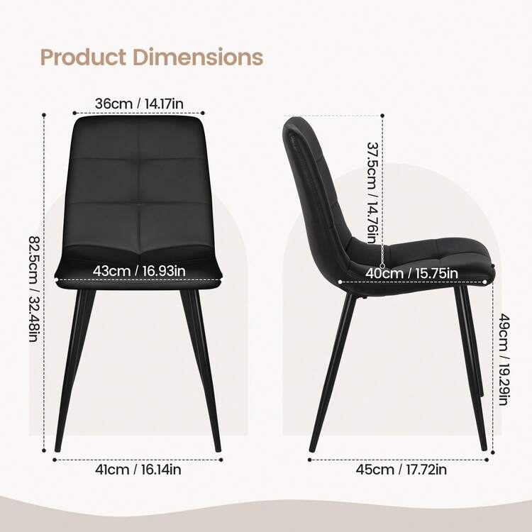 Luxstein Extendable Dining Table And Chairs Set Of 4, Concrete Effect Rectangular Table With Upholstered Linen Chairs For Dining Room,Kitchen - Mesa de comedor efecto hormigón + 6 sillas negras de PU - Añade 4