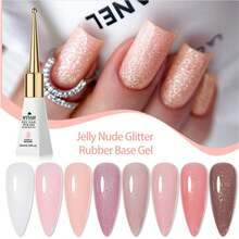 Mtssii 6支/套 10毫升 果冻裸粉色闪粉橡胶底油指甲油，加固凝胶，可卸除UV/LED指甲油，凝胶指甲油，不含酒精，光滑亮泽，DIY家用及美甲沙龙用品 - 彩色 - 查看 7