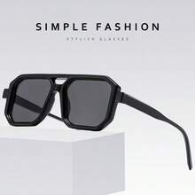 1 件女士复古方形框架眼镜，双桥，防眩光，海滩配饰