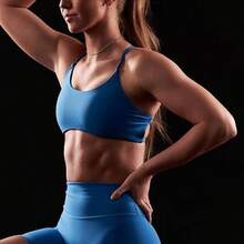 Aoxjox Women's Workout Sports Bras Fitness Backless Padded Ivy Low Impact Bra Yoga Crop Top - Directoire Blue - View 3