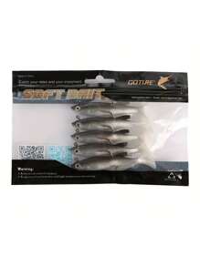 GOTURE Goture 5/7 Peças Iscas de Pesca Macias Shad Minnow Swimbaits, Cabeças de Jig Pré-Montadas, Iscas de Cauda de Remo para Black Bass, Truta, Walleye, Crappie, Iscas de Jig de Afundamento para Água Salgada