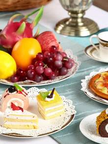 100 Pcs Round White Paper Doilies, Lace Paper Place Mats Rustic Scallop Doily Disposable Paper Table Pads For Food Cakes Crafts Party Weddings Tableware Decor - White - View 9