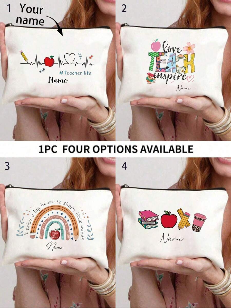 个性化花卉化妆包：非常适合伴娘、新娘送礼会、旅行收纳、圣诞礼物 - 彩色 - 查看 1