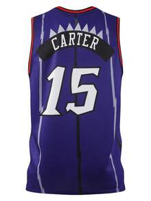 Atonmore Men's Basketball Jersey #15 Purple, Embroidered & Stitched Basketball Singlet, Sleeveless Sports Shirt Spring Fall - Purple - View 2