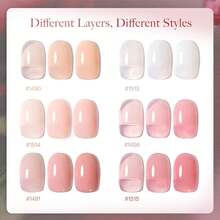 GAOY Gel Nail Polish Kit With UV Light For Beginners, 6 Colors Sheer Milky White Pink Orange, Gel Polish Kit With Top And Base Coat For Salon And Nail Art DIY At Home - Milky White Nude - 查看 2