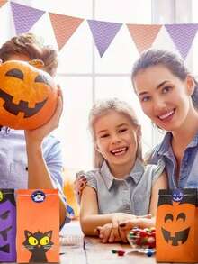 24/32/40/48pcs Halloween Candy Bags With Stickers - "Trick Or Treat" Themed Candy Bags, 8 Different Designs, Suitable For Party Favors, Candy Bags With Fun Sticker Sets, Great For Halloween Party Activities And Gifts - Multicolor - View 7