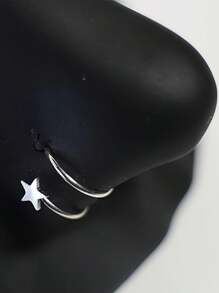 Inel de nas dublu, cerc pentru piercing simplu, oțel inoxidabil, spirală răsucită, 20G, 8/10mm, piercing nas, cerc pentru femei, inel de nas în formă de stea