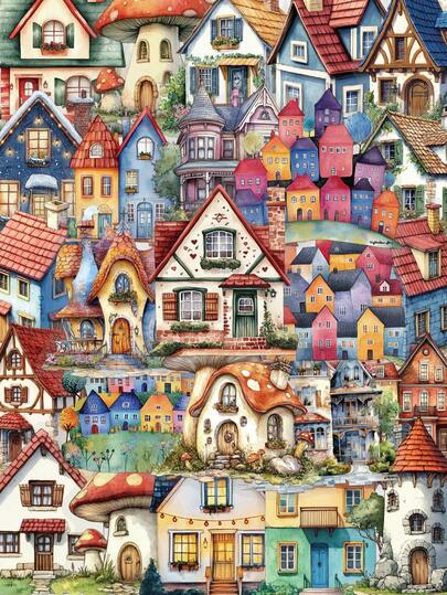 50 张童话屋贴纸，PET 透明材质涂鸦贴纸，适用于 DIY 手机壳、笔记本电脑、剪贴簿、水瓶、笔记本、行李箱、防水装饰贴花、学校用品、返校