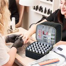Borsa organizer per smalti, organizzatore portatile per smalti, custodia organizer in pelle PU per kit di smalti, contiene 30 bottiglie (15ml/0,5 fl.oz) e lampada per unghie, per organizzare gli strumenti per la arte di unghie e gli smalti per gli amanti della arte di unghie. (Solo borsa)