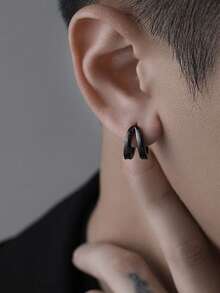 1 par de brincos de argola minimalistas com arco duplo, brinco unissex de cobre, adequado para uso diário, férias, festa, banquete no verão, presente para homens, casal, aniversário, festival, aniversário, dia dos namorados, feriado