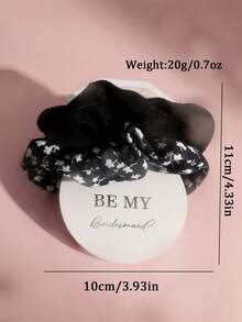 2 件套女士原创碎花灯芯绒发圈、发带、发饰、发圈 - 黑色 - 查看 3