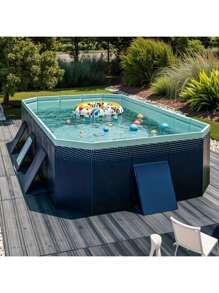 حوض سباحة كبير للعائلة، جاهز للاستخدام في الهواء الطلق بدون نفخ أو تركيب