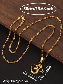 1pc New Design Symbol Pendant Necklace, Unisex Yoga Chain, OM Religious Jewelry Accessory Used In - Multicolor - View 5