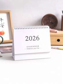 1 pièce Calendrier de bureau 2025 de taille moyenne à couleur unie - reliure en anneau métallique, page intérieure avec motif de paysage naturel personnalisable, calendrier de bureau à retournement vertical, fournitures de bureau, cadeaux pour amis (avec autocollants), rentrée des classes, rentrée des classes, fournitures scolaires