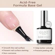 GLOZ 3pcs Matte No-Wipe Top Coat Gel Nail Polish Base Coat Set, Long-Lasting Gel Nail Polish Combo, Removable LED Manicure Light DIY Design, Gift For Women - 無色 - 查看 2