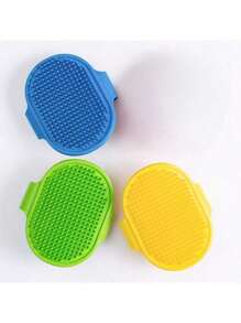 1-Pack Pet Bath Brush And 2 Packs Silicone Toothbrushes With Built-In Soap Reservoir For Cats And Dogs,Beauty Massage Brush