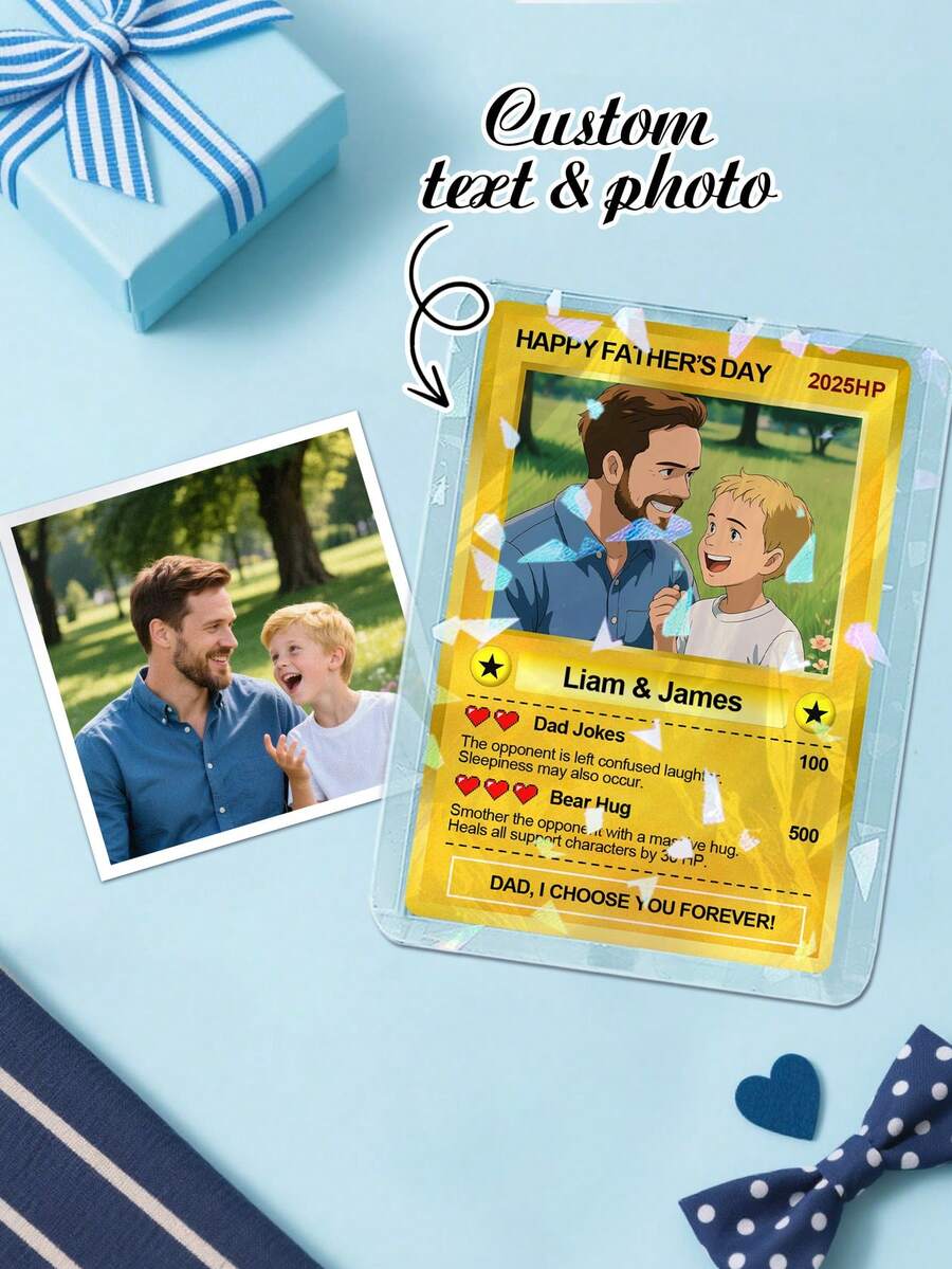 1pc Custom Style AI Generated Photo Card Personalized Anniversary Memory Card With Photo Date Name And Message PVC Material This Card Uses AI Technology To Create A Stylized Illustration Effect Based On The Customer Uploaded Photo Final Result Is An Artistic AI Render And Will Not Be An Exact Replica Of The Original Image Inspired Trading Card - Style 5 - View 1