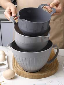 3件套多功能塑料搅拌碗套装，防滑沙拉碗，烘焙搅拌碗，防滑搅拌盘，清洁盘，厨房配件，易于清洁，适用于多种场合