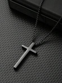 1PC Dây chuyền mặt thánh giá bằng thép không gỉ Punk dành cho nam nữ Trang sức tối giản Dây chuyền nam nữ Áo len màu đen Trang sức - Vòng cổ mặt dây chuyền - Xem 2