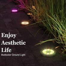 Éclairage solaire au sol, 4 paquets de 8 LED encastrés, lumières solaires étanches pour le jardin, éclairage paysager extérieur, disque lumineux pour allée, pelouse, allée, chemin de promenade (1/4 pièces)