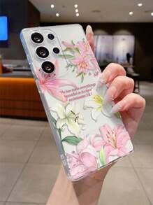 1 pieza Funda de teléfono transparente y a prueba de golpes de TPU con anillo con flor de lirio de colores, compatible con iPhone Xs/Xs Max/Xr/11 12 13 14 15 16 Pro/Pro Max/14 15 16 Plus, Nothing, Pixel, INFINIX, Serie Redmi, que puede regalarse a la pareja y amigos