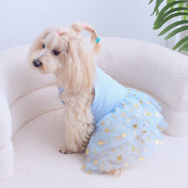 Pet Cat/Dog Blue Star Mesh Tutu Skirt