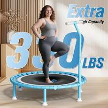 40 Fitness Mini Trampoline With Adjustable Handle Bar 330lbs Foldable Bungee Rebounder For Adults And Stable Quiet Exercise Rebounder Indoor Workout SH PO - בול - ראה 2