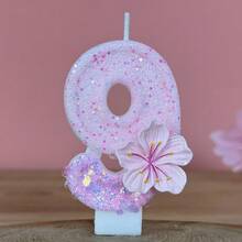 1 件生日蜡烛数字，蛋糕装饰数字 0-9 蜡烛，浪漫派对首选数字蛋糕生日装饰，节日周年派对蛋糕蜡烛数字，闪亮数字 - 漸層粉色花 - 查看 14