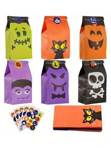24/32/40/48pcs Halloween Candy Bags With Stickers - "Trick Or Treat" Themed Candy Bags, 8 Different Designs, Suitable For Party Favors, Candy Bags With Fun Sticker Sets, Great For Halloween Party Activities And Gifts - Multicolor - View 11