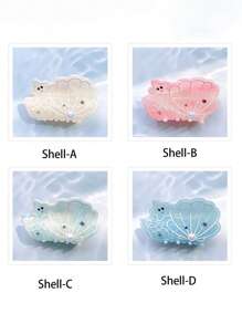 1 Stück Damen 7,8cm/3,07 Zoll Haarspangen in Muschelform aus Plastik mit Strass-Verzierung in Rosa, Blau, Gelb, im Ozeanstil, große, niedliche Größe, leicht, Accessoires für Alltag, Lässig, Party, Pendeln, Reisen, Pferdeschwanz, Gesichtswäsche, Make-up, Feiertage, Partys, Pendeln, Urlaub. Ideal zum Stylen von Dutt oder Pferdeschwanz, ein tolles Outfit-Accessoire, passend zu verschiedenen Looks, Muttertagsgeschenke Haaraccessoires elegante Haarklammern Damen
