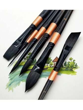 1/3/6pcs High-Quality Professional Art Brush Set, Including Round, Flat, Angled Brushes, And Cat Tongue Liner Brushes, Suitable For Watercolor, Oil Painting, Detail Painting, Ideal Christmas Gift For Artists And Beginners School Supplies,Back To School