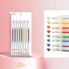 12支/8支彩色闪光滚珠笔套装，1.0毫米中号笔尖，防水塑料圆珠笔，墨水量清晰可见，适用于纸张、绘画、标记、日记、涂色、艺术项目。极致亮丽的金属色，学校用品，返校季