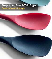 FG-Soup Spoons La Soon Set, Heat Resistant Rubber Soonula, Seamless Non-Stick Ible Scrs Ba Mixing ,3 ,Dinnerware Gold Spoon