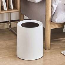 1PC垃圾桶圆形双层无盖垃圾桶客厅卧室办公室厨房卫生间创意网红垃圾桶大号加厚 - 彩色 - 查看 4