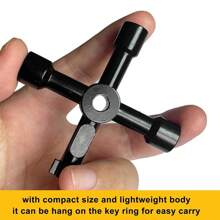 1pc Multi-Functional High Carbon Steel Key Wrench, Suitable For Electrical Cabinet, Elevator, Water Meter Valve, Cross Wrench