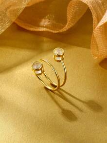 Anillo de proyección personalizado con 2 fotos, joya minimalista de acero inoxidable con bucle de puntos dobles en proyección, regalo exclusivo para amantes en el Día de San Valentín, joyería conmemorativa - Plateado - Ver 6